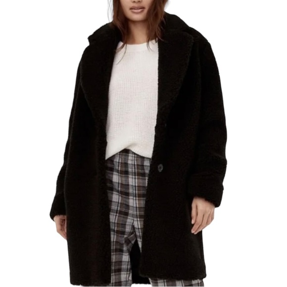 Aritzia Jackets & Blazers - Aritzia Wilfred Free The Teddy Cozy Sherpa Cocoon Black Coat Small